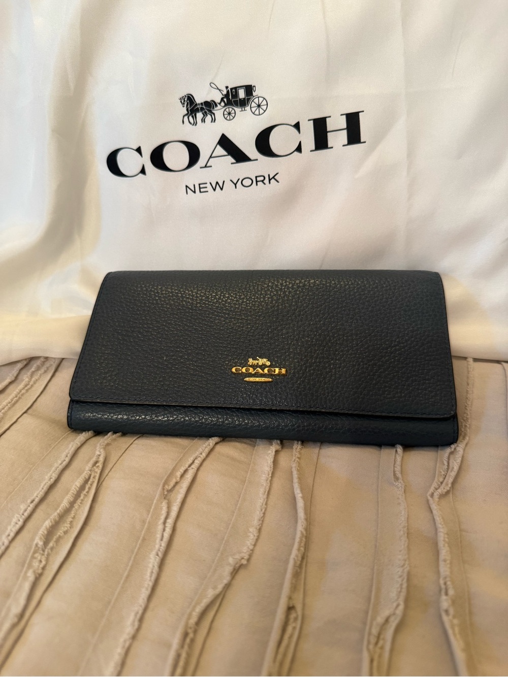 Coach Teal Blue Leather Continental Wallet